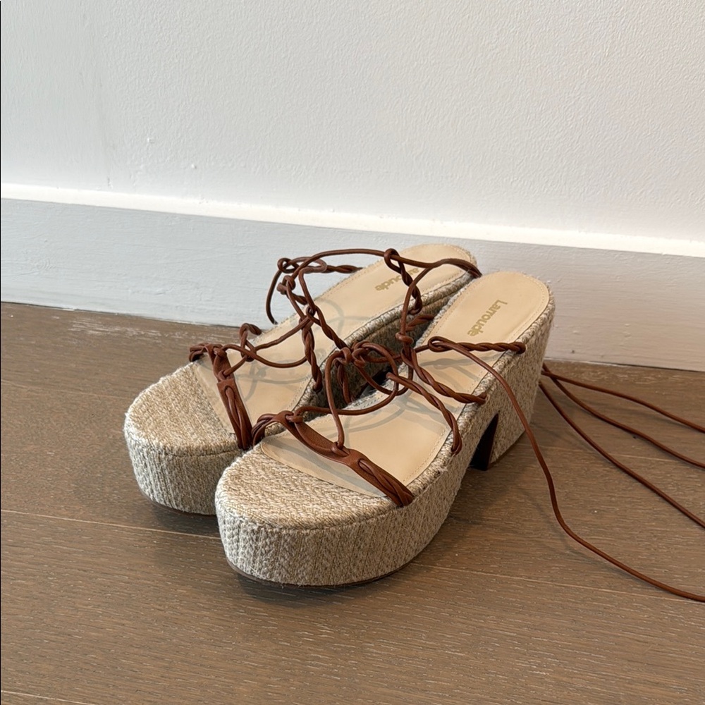 Larroude Coco Brown Platform Sandals
